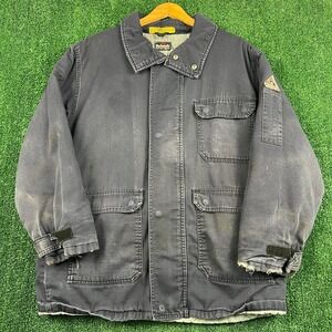 Bulwark Jacket Men's M Navy Blue Flame Resistant Insulated Workwear Canvas FR